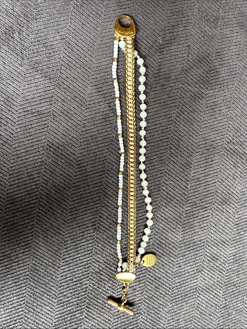 Henri Bendel Gold and White Multi-Strand Bracelet